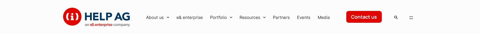 Screen shot of Help AG website menu